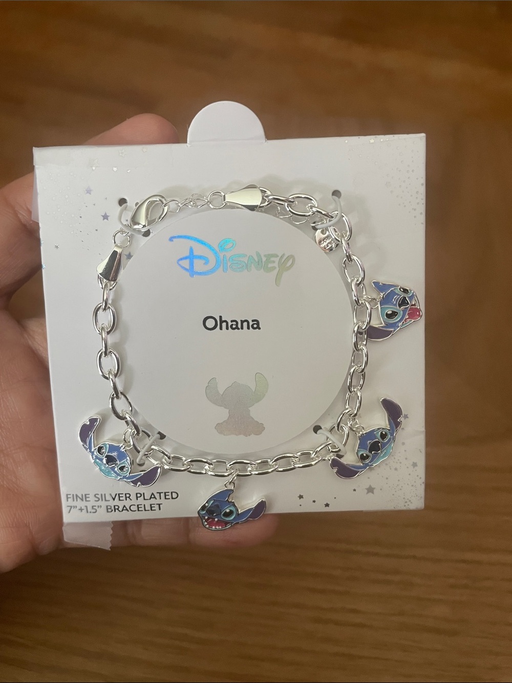 Disney Ohana Stitch Charm Bracelet - Blue, Purple & Silver